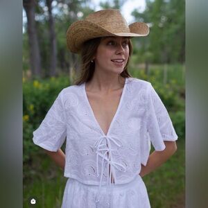 Paisley Crop Tie Front top